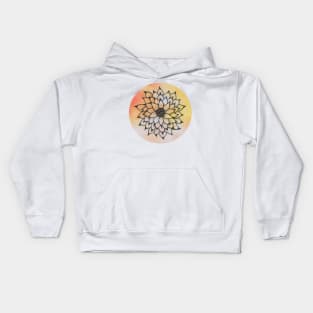 Line work flower watercolor Kids Hoodie